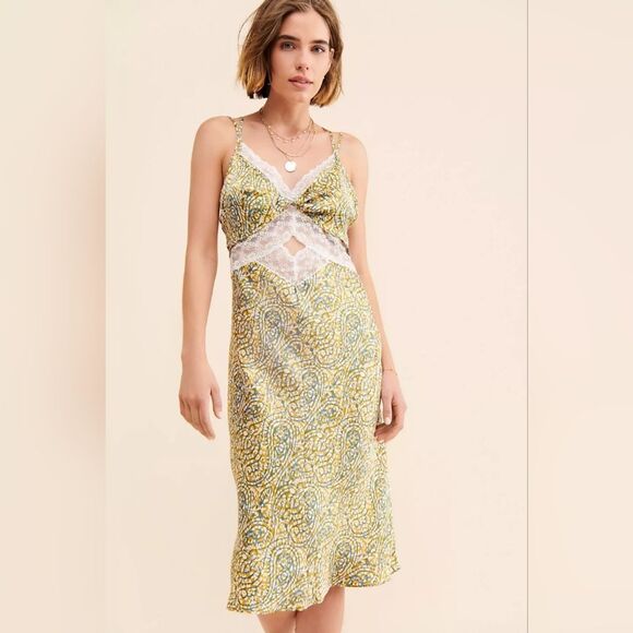 Anthropologie Dresses & Skirts - Anthropologie Paisley Lace Open Back Midi Slip Dress - Women's L Boho Elegance